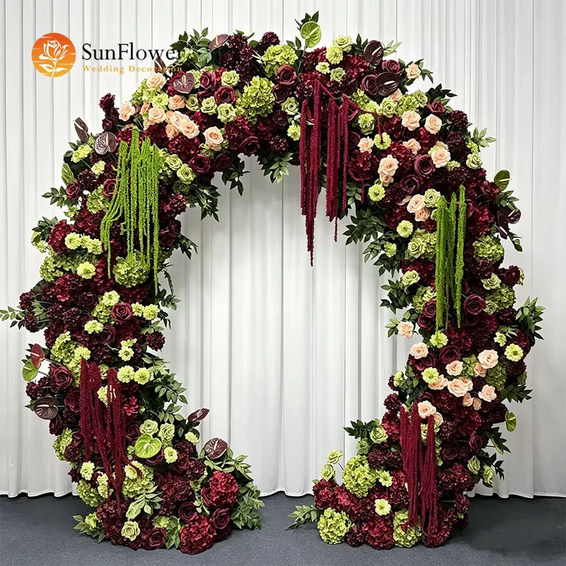 Wedding Arch Flower - Guirlande de fleurs bordeaux et vert