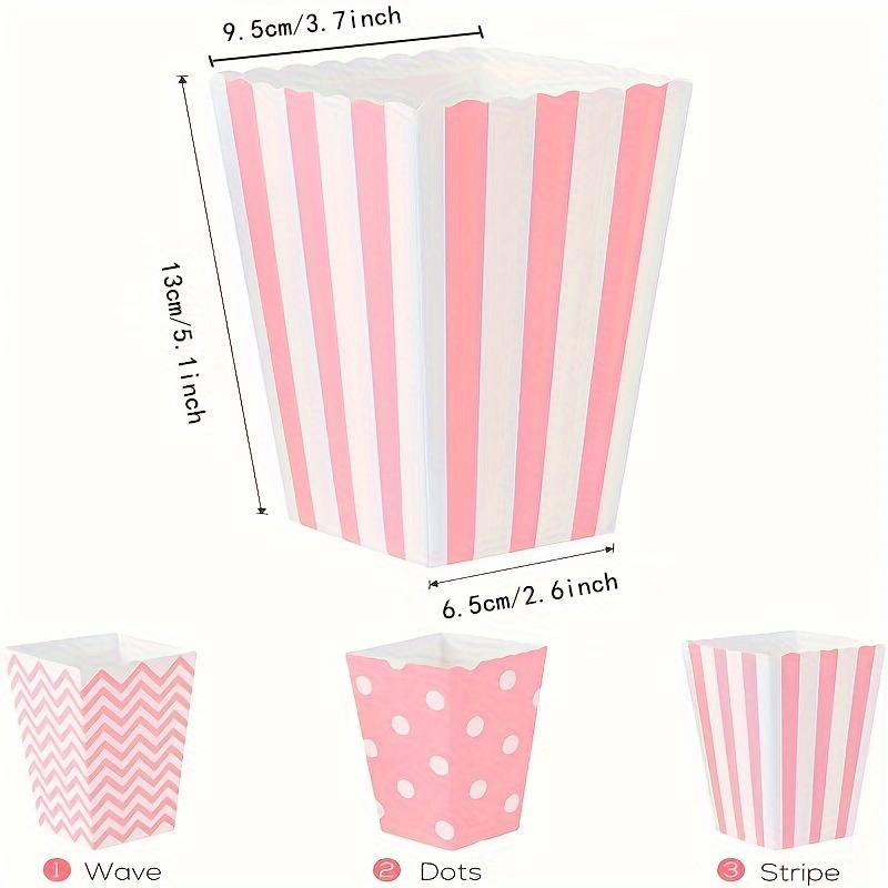 Wedding Favor Box - Boîtes à pop-corn en papier rose,