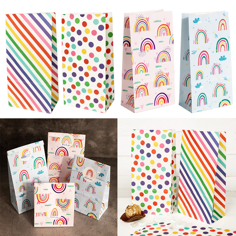 Wedding Favor Box - Petits sacs en papier imprimés arc-en-ciel,