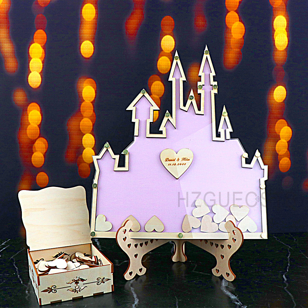 Wedding Favor Box - Livre d'or de mariage château personnalisé,