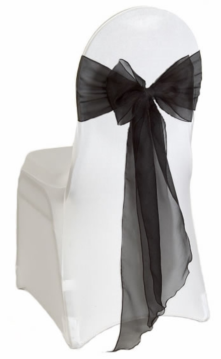Chair Sash Organza - Nœuds de chaise en Organza noir,