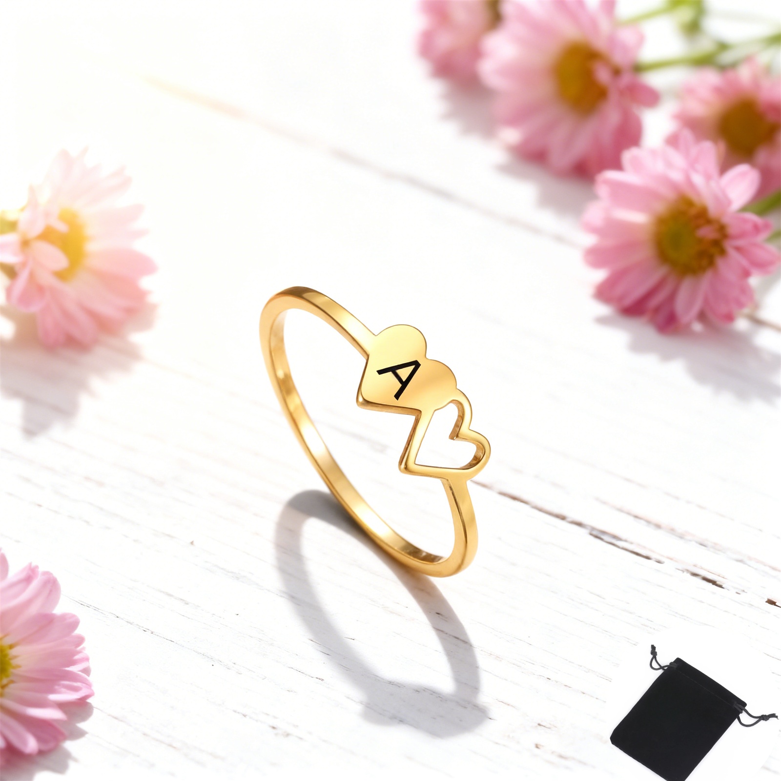 Bague Double cœur avec nom per - Wedding Z avis et prix