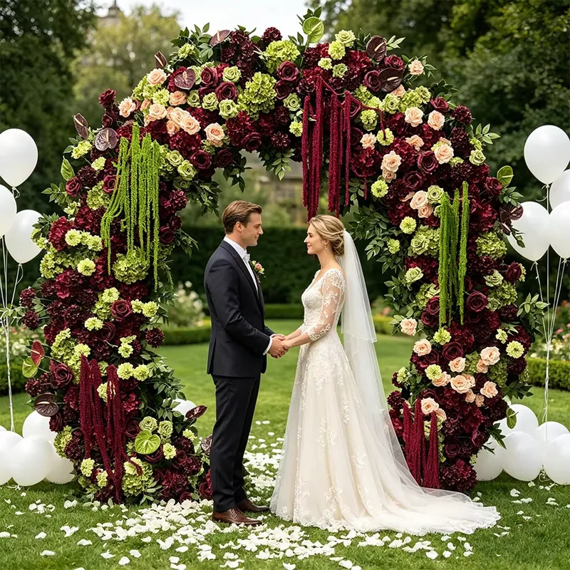 Guirlande de fleurs bordeaux e - Wedding Arch Flower avis et prix